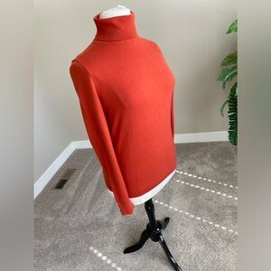 Talbots “Happy Fall” Bright Orange Turtle Neck Tee